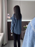 薩拉維夫牛仔襯衫外套女2025春夏新款外套中長(cháng)款上衣氣質(zhì)疊穿襯衣 藍色短袖 M 約適合體重115斤內 曬單實(shí)拍圖