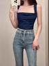 薩拉維夫高爾夫微喇牛仔褲女2025春秋新款小個子高腰顯瘦毛邊喇叭褲 淺藍色(單款)小個子[春秋九 XS 155 曬單實拍圖