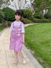 迪士尼女童背帶褲套裝夏季2025新款洋氣女大童短袖褲子夏裝兒童休閑短褲 紫色 130 cm 建議身高120cm左右 曬單實(shí)拍圖