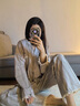 熱妒睡衣女春秋季純棉長(zhǎng)袖長(zhǎng)褲帶胸墊一體條紋寬松款睡衣套裝套裝 52917純棉套裝（不帶胸墊款） L 曬單實(shí)拍圖