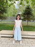 優(yōu)優(yōu)1點(diǎn)（Yoyo one）女童套裝夏季薄款兒童2025新款夏裝裙褲洋氣連衣裙中大童冰絲裙子 18988白色+藍色裙褲 170 170cm 曬單實(shí)拍圖