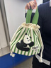 熊貓針織包手提包便當包四川成都熊貓文創(chuàng  )紀念品伴手禮送朋友禮物 熊貓編織包條紋綠色 曬單實(shí)拍圖