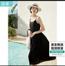 茵曼（INMAN）夏季提花肌理女裝純色吊帶連衣裙顯瘦百搭風(fēng)中長(cháng)裙子 黑色 L 曬單實(shí)拍圖