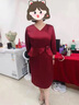 紫魅俏2025春夏季婚禮媽媽裝連衣裙氣質(zhì)V領(lǐng)顯瘦顯年輕禮服中老年女裝 酒紅色【短袖】 2XL (建議120-130斤) 曬單實拍圖