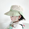 兔兔大文寶寶帽子春夏季遮陽(yáng)嬰兒大帽檐太陽(yáng)1-3歲男女兒童防曬披肩漁夫帽 青蛙綠色-可拆披肩 帽圍46-52cm，參考1-5歲 曬單實(shí)拍圖