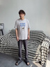 秋鹿睡衣男士純棉家居服套裝圓領(lǐng)套頭新款短袖長褲兩件套可外穿居家服 曬單實拍圖