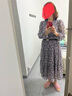 顏域優(yōu)雅印花法式連衣裙女秋2024新款復古通勤中長(cháng)款長(cháng)袖系帶裙子 紫花 XL/42 曬單實(shí)拍圖