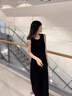 樂雅秀夏季新款打底連衣裙女內(nèi)搭無袖拖地長裙黑色背心吊帶修身a字長裙 黑色 M （建議101-115斤） 曬單實拍圖