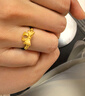 中國黃金（CHINA GOLD）在逃公主黃金戒指女款足金蝴蝶結(jié)轉(zhuǎn)運珠編繩指環(huán)七夕生日禮物女生 在逃公主戒指【黑繩-16號】 0.45g 曬單實拍圖