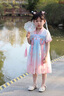 班喜迪漢服女童連衣裙夏裝小女孩公主裙寶寶周歲禮服兒童裙子夏季中國風(fēng) 粉色 110 曬單實(shí)拍圖