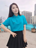 萬嘉宜萊短袖純棉POLO衫女工作服定制夏裝幼兒園老師園服大碼翻領(lǐng)t恤印字 【長絨棉下擺開叉】淺紫 XL 曬單實拍圖