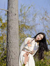 伊琦蕾（YIQILEI）法式小眾春季設(shè)計(jì)感印花拼接假兩件綁帶連衣裙女學(xué)生氣質(zhì)修身長(zhǎng)裙 杏色連衣裙 M 100-110斤 曬單實(shí)拍圖