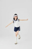 AMENCL女童網(wǎng)球裙兒童春夏速干運動(dòng)短裙女大童女孩夏季羽毛球服半身裙子6002藏青色 （短裙）140 cm 曬單實(shí)拍圖