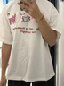 哈魯?shù)霞兠薨咨珗A領(lǐng)短袖T恤女夏季2025新款韓版寬松慵懶風(fēng)正肩半袖上衣 白色100%純棉 M 【80-100斤】 曬單實(shí)拍圖