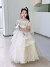 DOMIAMIAKIDS絕美兒童禮服花童婚禮女孩生日公主裙主持人鋼琴演出學(xué)生畢業(yè) 香檳色禮服【贈(zèng)襯裙】 140 cm 曬單實(shí)拍圖