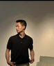 冰絲polo衫男士短袖韓版修身高級夏季黑色t恤條紋保羅翻領(lǐng)衣服潮 黑色 X08 2XL 曬單實(shí)拍圖