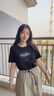 LAGOGO珠光質(zhì)感星空印花T恤女拉谷谷2025年夏季新款顯瘦純棉黑色t 黑色 M 曬單實(shí)拍圖