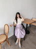 艾珠兒（Aizhuer）連衣裙夏裝搭配一整套女2025新款韓系襯衫紫色a字半身裙兩件套裝 上衣+半身裙 M 曬單實拍圖