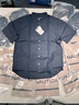 諾帝卡（NAUTICA）男裝25春夏新款天絲亞麻舒適干爽短袖襯衫男WE5202 藏青4NV L 曬單實(shí)拍圖