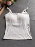 貓人女士吊帶背心女【7A抑菌】紐扣胸墊文胸一體內搭修身打底 白色L 曬單實(shí)拍圖