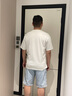 卡賓（CABBEEN）【梭織無彈蘭色牛仔布】牛仔短褲男棋盤格織帶時尚夏季短褲子男褲 天藍色37 XL /180/52 曬單實拍圖