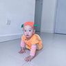 G. DUCKKIDS小黃鴨嬰兒衣服爬行服夏季拖地裝寶寶爬爬服兒童連體衣擦地板防臟 桔色短袖9分褲薄 夏（送護(hù)肘） 100cm 100碼（身高80厘米以上， 曬單實(shí)拍圖