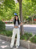 凡小如休閑工裝褲女夏季2025年新款直筒高腰闊腿褲寬松設(shè)計(jì)感多口袋長(zhǎng)褲 杏色 L 【建議105-117斤】 曬單實(shí)拍圖