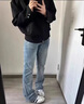 籬人歸pansk淺藍(lán)色微喇牛仔褲男款美式高街微喇褲cleanfit直筒彎刀褲子 淺藍(lán)色 XL 130-145斤 曬單實(shí)拍圖