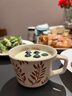 悠瓷（youcci）日式手作豆葉粗陶咖啡杯家用陶瓷馬克杯喝水杯女生高顏值手繪杯子 豆葉對杯-黑棕撞色 曬單實(shí)拍圖