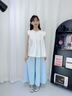 優(yōu)優(yōu)1點(diǎn)（Yoyo one）女童闊腿褲兒童2025新款夏季薄款裙褲大童夏裝女孩褲子套裝褲裙夏 2170藍色 【冰絲·褲裙】 120 120cm 曬單實(shí)拍圖