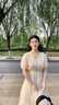 lagogo輕盈仙氣V領(lǐng)連衣裙女拉谷谷2025年夏季新款高腰出游公主裙 米白色 M 曬單實(shí)拍圖