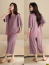 軒?kù)n睡衣女夏季莫代爾棉短袖七分褲大碼家居服 63552霧紫 3XL(180)  曬單實(shí)拍圖