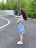 喜雅萌港風(fēng)復(fù)古女童牛仔套裝六一演出服裝兒童啦啦隊花襯衫幼兒合唱表演 花色1 女款套裝 120cm 曬單實拍圖