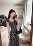 乖甜星茶歇法式赫本風黑色碎花連衣裙子女夏季2025新款氣質收腰長裙 黑色小飛袖碎花連衣裙 L 55/60kg 曬單實拍圖