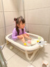 ONLYOU BABY嬰兒洗澡盆寶寶浴盆嬰幼兒坐躺新生兒家用兒童可折疊浴桶小孩洗澡 【智能感溫】+浴架+浴網(wǎng)+臉盆*3 【安伯灰】（送禮包） 曬單實(shí)拍圖