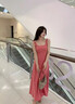 棉致遮副乳寬肩帶吊帶連衣裙女2025夏季新款海邊度假修身收腰長(cháng)裙 莓紅色 L 建議110-125斤 曬單實(shí)拍圖