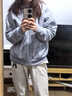 Champion冠軍簡約加絨連帽衛(wèi)衣女純色基礎(chǔ)款休閑外套 淺灰色 M  曬單實拍圖