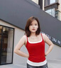 凰巣純棉背心吊帶女假兩件雙層內里防透內搭夏季百搭外穿無(wú)袖上衣 紅色均碼 (有胸墊95-120） 曬單實(shí)拍圖