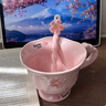 藍(lán)極生日禮物女生教師節(jié)禮物馬克杯家用陶瓷杯子送老師閨蜜水杯伴手禮 粉色【帶花朵勺】 曬單實(shí)拍圖