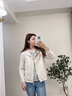 拉夏貝爾（La Chapelle）短外套女裝2025秋裝新款連帽開衫春秋外套長(zhǎng)袖百搭小個(gè)子夾克上衣 米白色 M (97-110斤) 曬單實(shí)拍圖