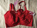 古今大胸顯小文胸本命年蕾絲性感薄款大碼女士?jì)纫戮蹟n文胸罩女式乳罩 紅色 80D 曬單實(shí)拍圖