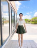 芭比泳衣女撞色連體裙式泳衣女泡溫泉度假顯瘦遮肚保守平角運動游泳裝 曬單實拍圖