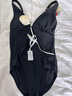 CREME SU弗勒系列赫本風(fēng)連體泳衣法式v領(lǐng)顯瘦手工立體花海邊度假泳衣高級 經(jīng)典黑 L 曬單實(shí)拍圖