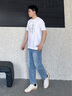卡賓（CABBEEN）【燙鉆印花】涼感高級短袖T恤男裝2025夏季新款圓領(lǐng)上衣男 米白色12（舒適版型） L /175/50 曬單實拍圖