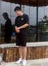 卡賓（CABBEEN）【格子壓花】鋼印字母休閑短褲男2025夏季新款寬松街頭個(gè)性 煤黑色01 L /175/50 曬單實(shí)拍圖