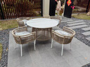 芭芭莎現代休閑戶(hù)外桌椅高檔酒店民宿別墅庭院花園陽(yáng)臺藤編圓桌巖板餐桌 一桌四椅（Φ120圓桌） 曬單實(shí)拍圖
