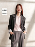 森馬（Semir）【國風(fēng)西服】外套女中長款寬松中式盤扣高街夾克2024新款休閑西服 深灰20901 155/80A/S 曬單實拍圖