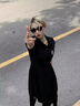 FSHE學(xué)院風(fēng)不規(guī)則Polo黑色連衣裙女秋季2025新款大碼裙子胖mm遮肚顯瘦 黑色 L (建議100~115斤) 曬單實拍圖