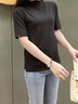 NY-RCE半高領(lǐng)冰絲五分袖針織衫夏季2025新款女裝寬松氣質(zhì)中袖T恤上衣薄 灰藍(lán)色 XL 建議120-130斤 曬單實拍圖