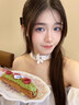 自由說花邊蕾絲蝴蝶結頸飾puppy鈴鐺choker項圈女頸帶情侶有趣甜酷軟妹 粉色項圈+牽引繩 曬單實拍圖